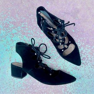 Black Steve Madden Lace Up Pointed Toe Heels